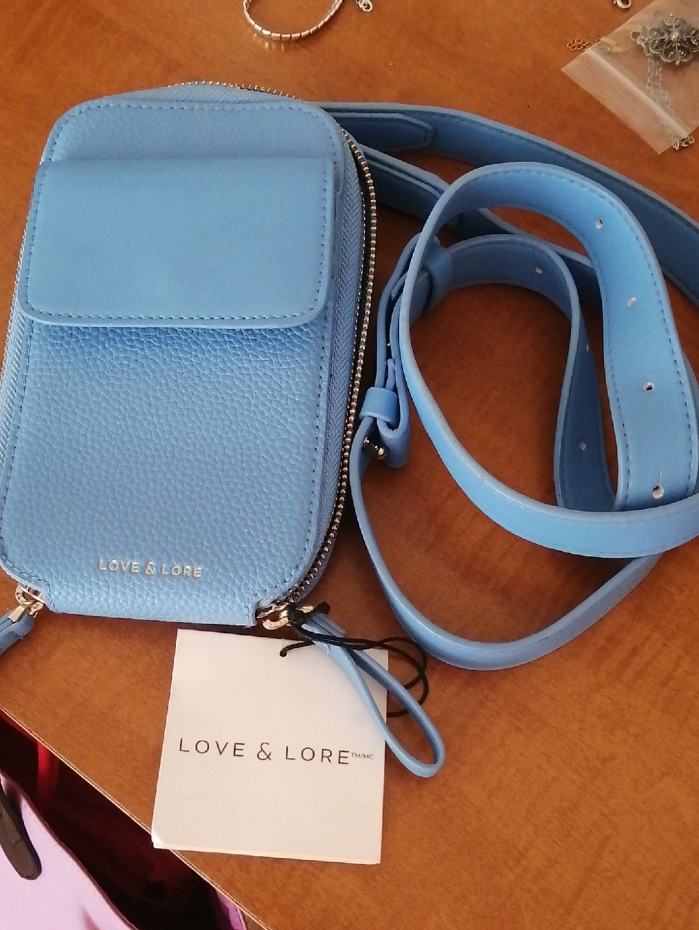 Love & Lore Bright Blue Vegan Leather Shoulder/ Cross body Phone Bag New